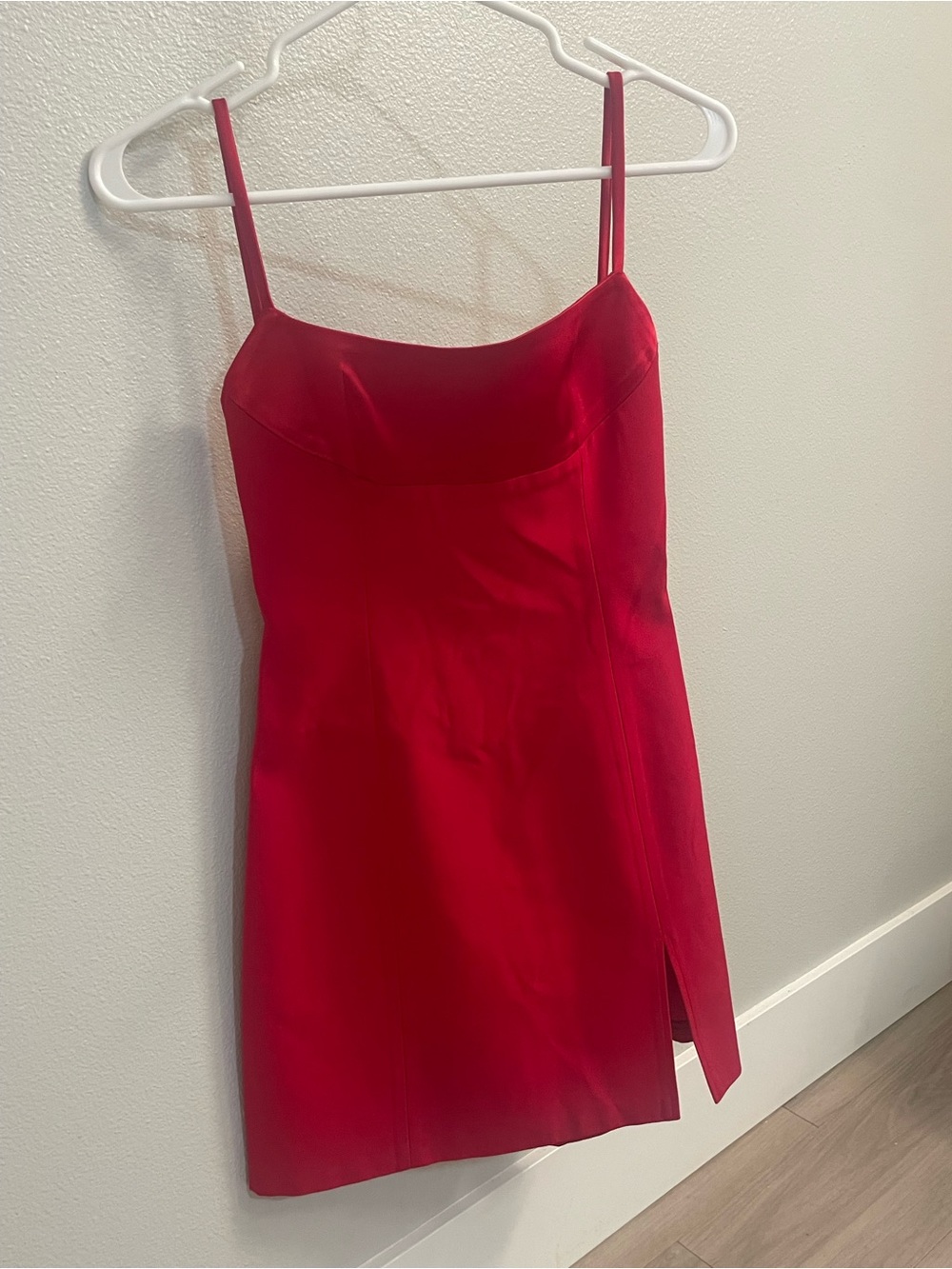 Retro Cache Red Satin Spaghetti Strap Dress